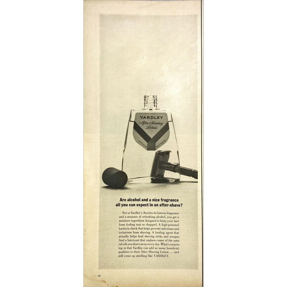 Yardley After Shave "Anti-bacterial helps prevent infection/Irritation" Ad 1963 - Picture 1 of 3